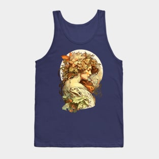 Art Nouveau Autumn Girl Alphonse Mucha Inspired Tank Top